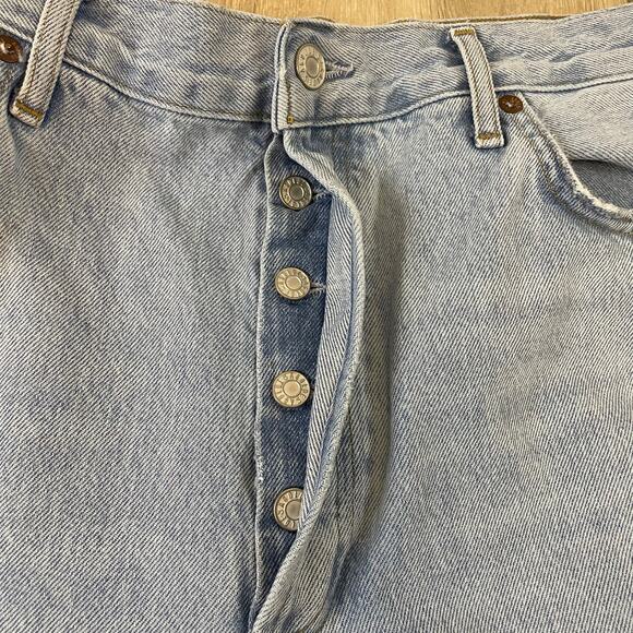 AGOLDE 90s Pinch Waist Jeans Women’s 31 High Rise Organic Light Wash Raw Hem - Picture 9 of 13